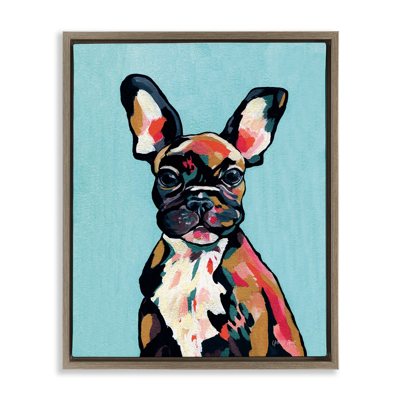 Stupell Industries French Bulldog Modern Floater Framed Canvas Wall Art Design by Yvette St. Amant